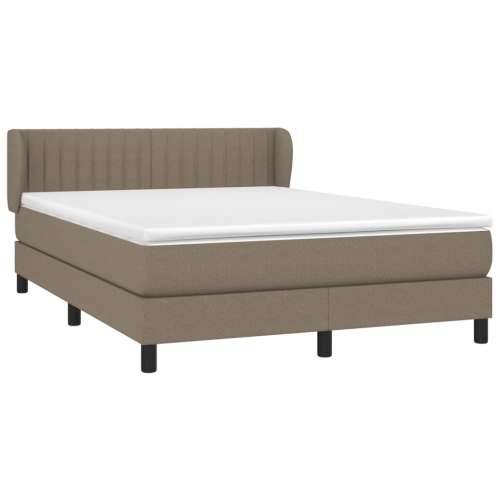 Krevet s oprugama i madracem smeđesivi 140 x 190 cm od tkanine - Sivo-smeđa 140 x 190 cm Okomite pruge Cijena