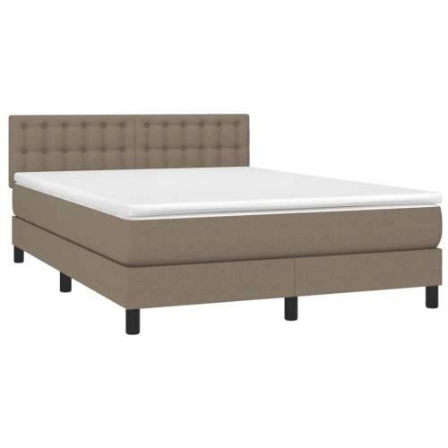 Krevet box spring s madracem LED smeđesivi 140x190 cm tkanina - Sivo-smeđa 140 x 190 cm gumbi Cijena