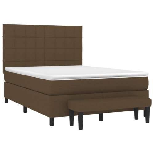 Krevet s oprugama i madracem tamnosmeđi 140 x 190 cm od tkanine - Tamno smeđa 140 x 190 cm Blok s kvadratima Cijena