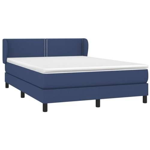 Krevet s oprugama i madracem plavi 140 x 190 cm od tkanine - Plava 140 x 190 cm Obično s čavlima Cijena