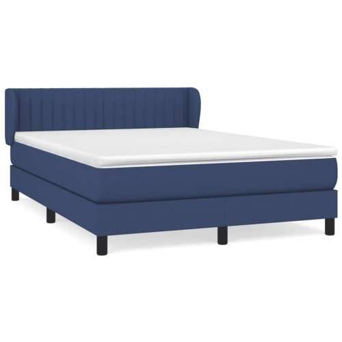 Krevet s oprugama i madracem plavi 140 x 190 cm od tkanine - Plava 140 x 190 cm Okomite pruge Cijena