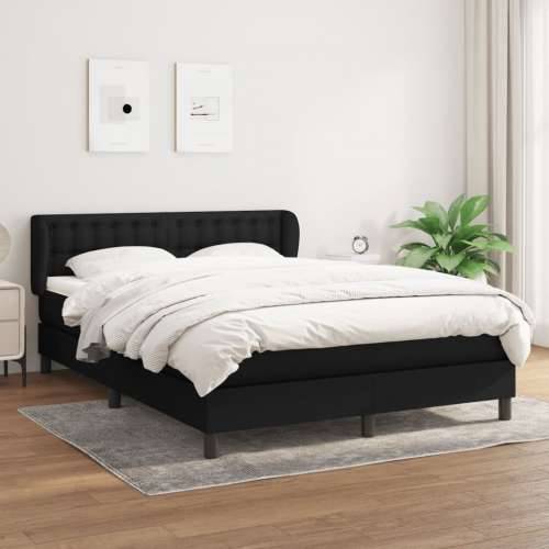 Krevet s oprugama i madracem crni 140 x 190 cm od tkanine - Crna 140 x 190 cm gumbi Cijena