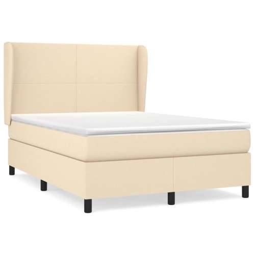 Krevet s oprugama i madracem krem 140 x 190 cm od tkanine - Krema 140 x 190 cm Gladak dizajn Cijena