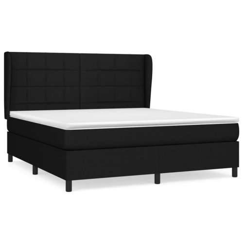 Krevet s oprugama i madracem crni 160x200 cm od tkanine - Crna 160 x 200 cm Blok s kvadratima Cijena