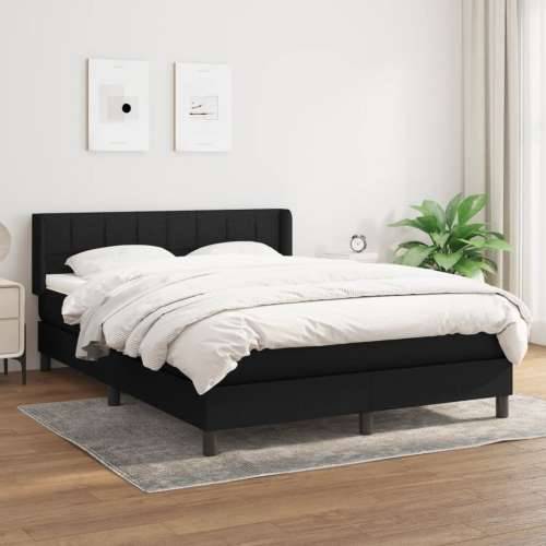 Krevet s oprugama i madracem crni 140 x 190 cm od tkanine - Crna 140 x 190 cm Blok s kvadratima Cijena