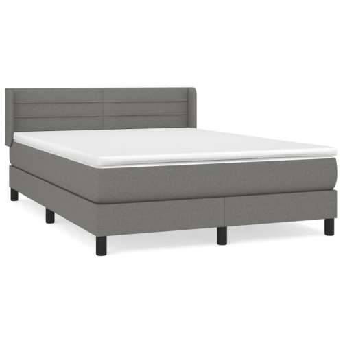 Krevet s oprugama i madracem tamnosivi 140x190 cm od tkanine - Tamno siva 140 x 190 cm vodoravne pruge Cijena