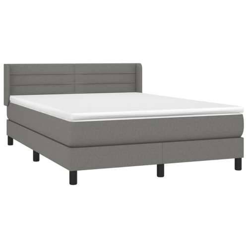 Krevet s oprugama i madracem tamnosivi 140x190 cm od tkanine - Tamno siva 140 x 190 cm vodoravne pruge Cijena