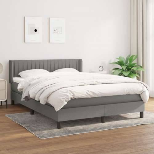 Krevet s oprugama i madracem tamnosivi 140x190 cm od tkanine - Tamno siva 140 x 190 cm Okomite pruge Cijena