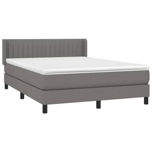 Krevet s oprugama i madracem tamnosivi 140x190 cm od tkanine - Tamno siva 140 x 190 cm Okomite pruge Cijena