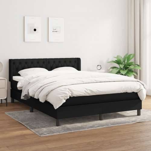 Krevet s oprugama i madracem crni 140 x 190 cm od tkanine Crna 140 x 190 cm Dizajn s gumbima Cijena