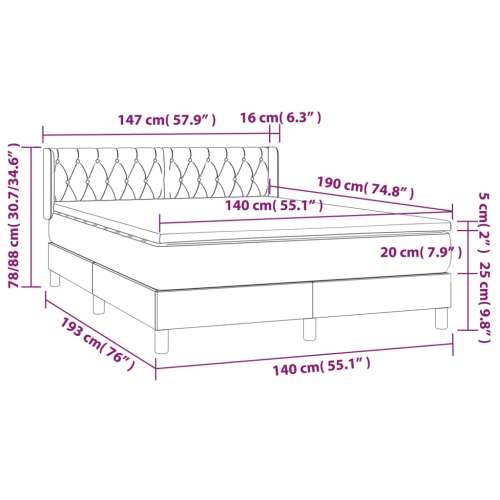 Krevet s oprugama i madracem crni 140 x 190 cm od tkanine Crna 140 x 190 cm Dizajn s gumbima Cijena