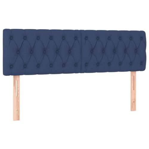 Krevet s oprugama i madracem plavi 140 x 190 cm od tkanine Plava 140 x 190 cm Dizajn s gumbima Cijena