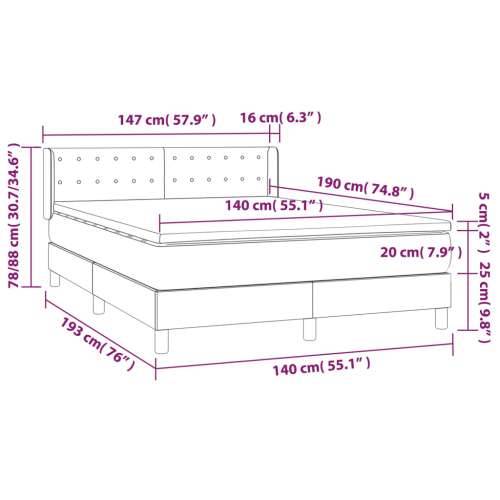 Krevet s oprugama i madracem crni 140 x 190 cm od tkanine Crna 140 x 190 cm gumbi Cijena