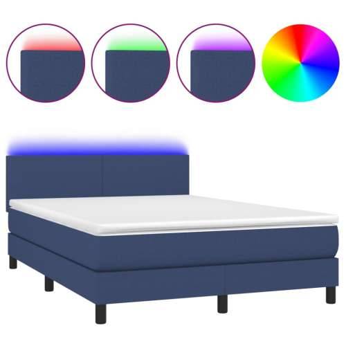 Krevet box spring s madracem LED plavi 140x190 cm od tkanine - Plava 140 x 190 cm Gladak dizajn Cijena