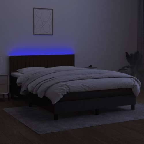 Krevet box spring s madracem LED crni 140x190 cm od tkanine - Crna 140 x 190 cm Okomite pruge Cijena
