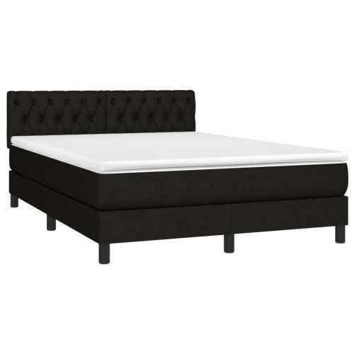 Krevet box spring s madracem LED crni 140x190 cm od tkanine - Crna 140 x 190 cm Dizajn s gumbima Cijena