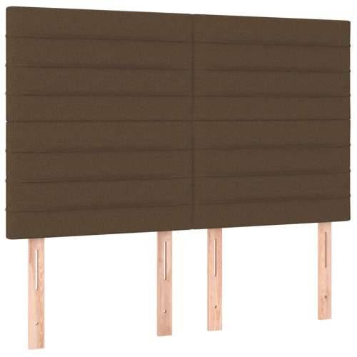 Krevet box spring s madracem LED tamnosmeđi 140x190 cm tkanina - Tamno smeđa 140 x 190 cm vodoravne pruge Cijena