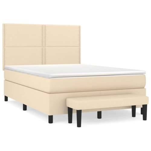 Krevet s oprugama i madracem krem 140 x 190 cm od tkanine - Krema 140 x 190 cm Obično s čavlima Cijena