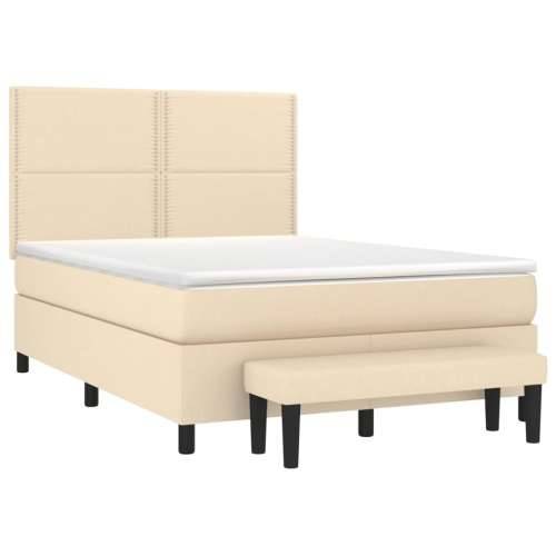 Krevet s oprugama i madracem krem 140 x 190 cm od tkanine - Krema 140 x 190 cm Obično s čavlima Cijena