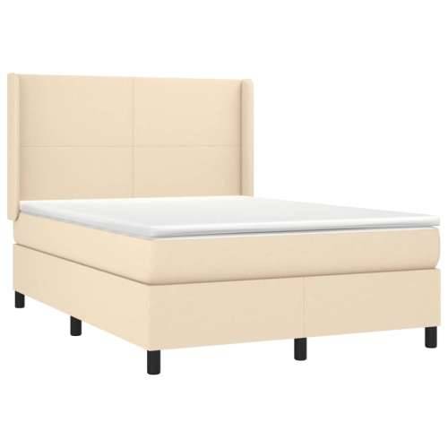 Krevet box spring s madracem LED krem 140x190 cm od tkanine - Krema 140 x 190 cm Gladak dizajn Cijena