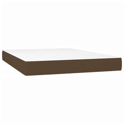 Krevet box spring s madracem LED tamnosmeđi 140x190 cm tkanina - Tamno smeđa 140 x 190 cm Obično s čavlima Cijena