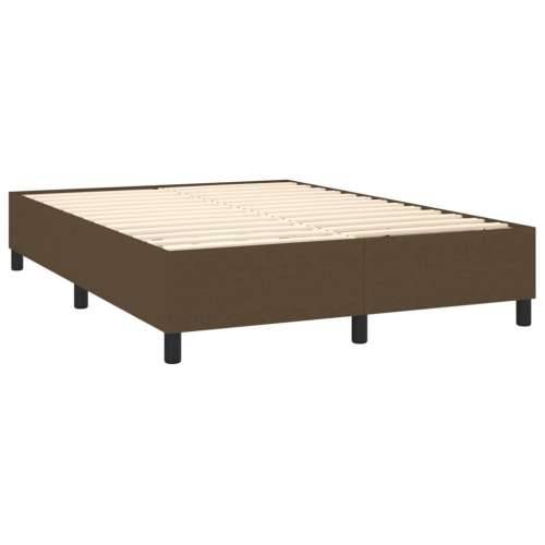 Krevet box spring s madracem LED tamnosmeđi 140x200 cm tkanina - Tamno smeđa 140 x 200 cm Obično s čavlima Cijena