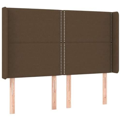 Krevet box spring s madracem LED tamnosmeđi 140x200 cm tkanina - Tamno smeđa 140 x 200 cm Obično s čavlima Cijena