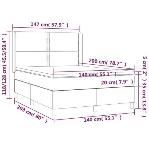 Krevet box spring s madracem LED tamnosmeđi 140x200 cm tkanina - Tamno smeđa 140 x 200 cm Obično s čavlima Cijena