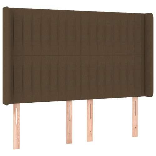 Krevet box spring s madracem LED tamnosmeđi 140x190 cm tkanina - Tamno smeđa 140 x 190 cm Okomite pruge Cijena
