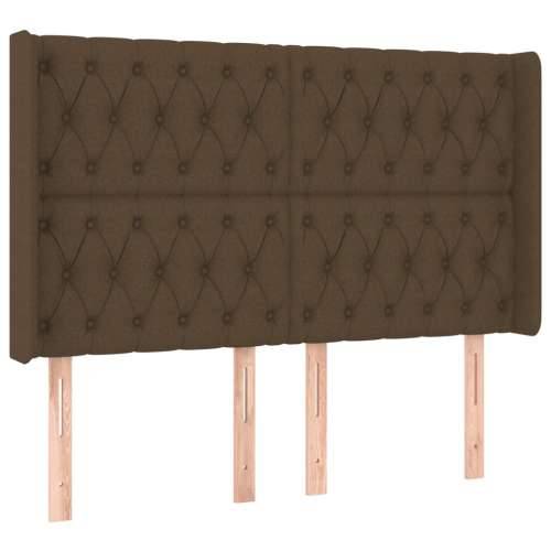Krevet box spring s madracem LED tamnosmeđi 140x190 cm tkanina - Tamno smeđa 140 x 190 cm Dizajn s gumbima Cijena