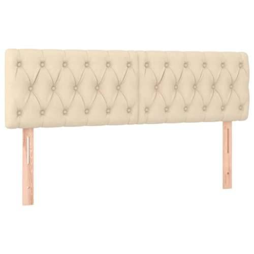 Krevet box spring s madracem LED krem 140x190 cm od tkanine - Krema 140 x 190 cm Dizajn s gumbima Cijena