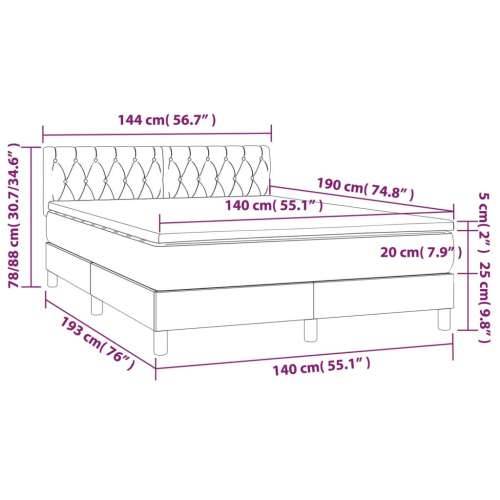 Krevet box spring s madracem LED krem 140x190 cm od tkanine - Krema 140 x 190 cm Dizajn s gumbima Cijena