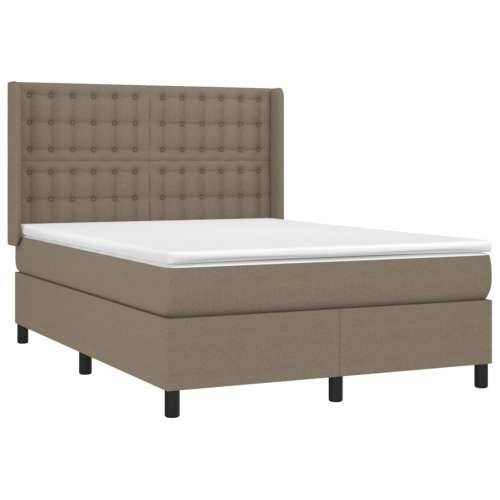Krevet box spring s madracem LED smeđesivi 140x190 cm tkanina - Sivo-smeđa 140 x 190 cm gumbi Cijena