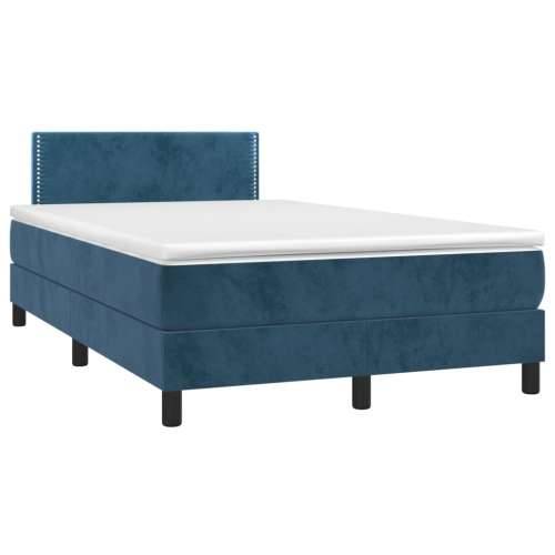 Krevet box spring s madracem LED tamnoplavi 120x200 cm baršun - Tamno plava 120 x 200 cm Obično s čavlima Cijena