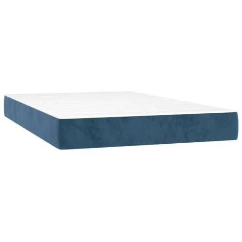 Krevet box spring s madracem LED tamnoplavi 120x200 cm baršun - Tamno plava 120 x 200 cm Obično s čavlima Cijena