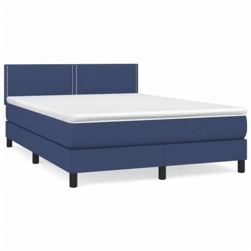 Krevet s oprugama i madracem plavi 140 x 190 cm od tkanine - Plava 140 x 190 cm Obično s čavlima Cijena