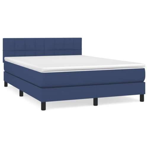 Krevet s oprugama i madracem plavi 140 x 190 cm od tkanine - Plava 140 x 190 cm Blok s kvadratima Cijena