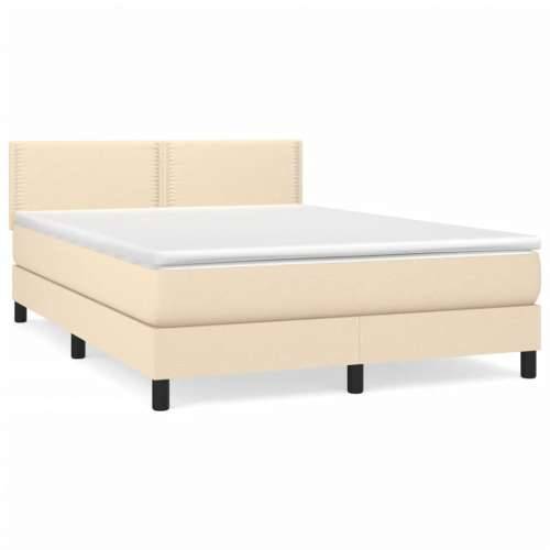 Krevet s oprugama i madracem krem 140 x 190 cm od tkanine - Krema 140 x 190 cm Obično s čavlima Cijena