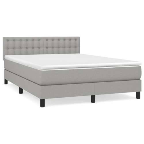 Krevet s oprugama i madracem svjetlosivi 140x190 cm od tkanine - Svjetlosiva 140 x 190 cm gumbi Cijena