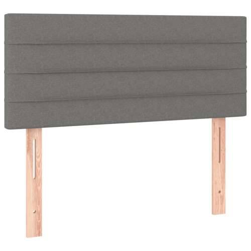 Krevet box spring s madracem LED tamnosivi 90x200 cm tkanina - Tamno siva 90 x 200 cm vodoravne pruge Cijena