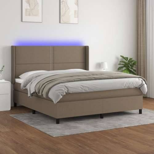 Krevet box spring s madracem LED smeđesivi 160x200 cm tkanina - Sivo-smeđa 160 x 200 cm Obično s čavlima Cijena