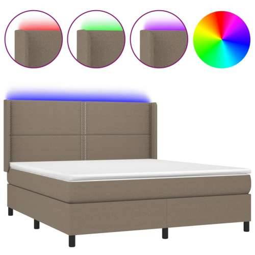 Krevet box spring s madracem LED smeđesivi 160x200 cm tkanina - Sivo-smeđa 160 x 200 cm Obično s čavlima Cijena