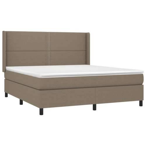 Krevet box spring s madracem LED smeđesivi 160x200 cm tkanina - Sivo-smeđa 160 x 200 cm Obično s čavlima Cijena