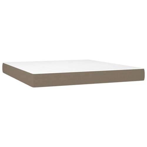 Krevet box spring s madracem LED smeđesivi 160x200 cm tkanina - Sivo-smeđa 160 x 200 cm Obično s čavlima Cijena