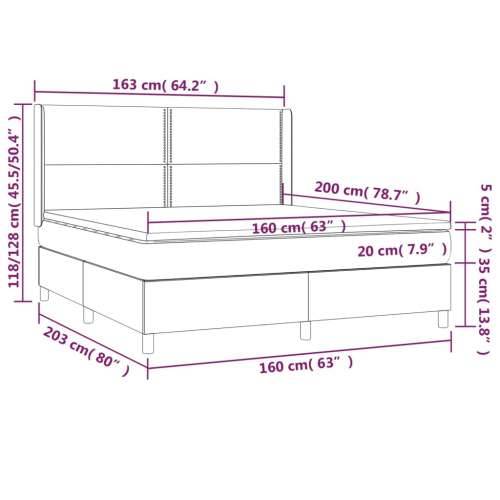 Krevet box spring s madracem LED smeđesivi 160x200 cm tkanina - Sivo-smeđa 160 x 200 cm Obično s čavlima Cijena