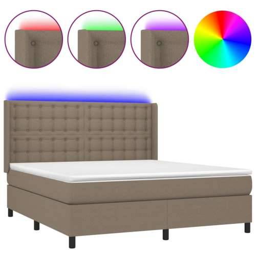 Krevet box spring s madracem LED smeđesivi 160x200 cm tkanina Sivo-smeđa 160 x 200 cm gumbi Cijena