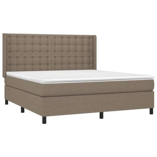 Krevet box spring s madracem LED smeđesivi 160x200 cm tkanina Sivo-smeđa 160 x 200 cm gumbi Cijena