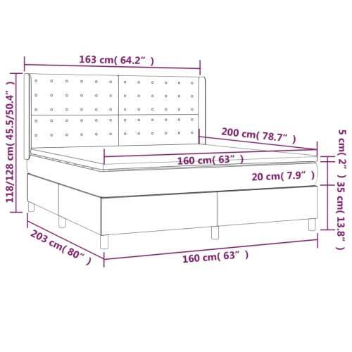 Krevet box spring s madracem LED smeđesivi 160x200 cm tkanina Sivo-smeđa 160 x 200 cm gumbi Cijena