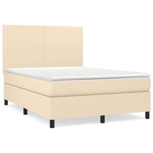 Krevet s oprugama i madracem krem 140 x 190 cm od tkanine - Krema 140 x 190 cm Gladak dizajn Cijena