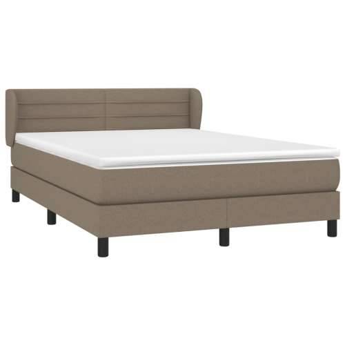 Krevet s oprugama i madracem smeđesivi 140 x 190 cm od tkanine - Sivo-smeđa 140 x 190 cm vodoravne pruge Cijena